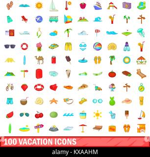 100 vacation icons set, cartoon style Stock Vector Image & Art - Alamy