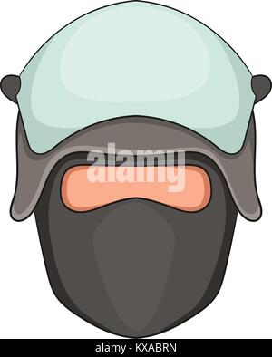 Policeman head in a face mask icon, cartoon style Stock Vector