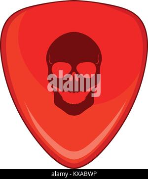 Red guitar pick with a skul icon, cartoon style Stock Vector