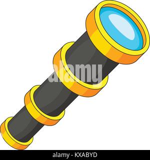 Antique telescope icon, cartoon style Stock Vector