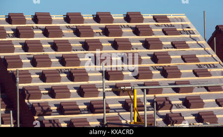Pantiles waiting to be put on roof of new house, Grantham, Lincolnshire, England, U.K. Stock Photo