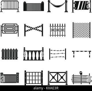 Fencing icons set, simple style Stock Vector