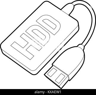 Hdd wire icon, outline style Stock Vector