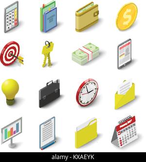 Business icons set, isometric 3d style Stock Vector