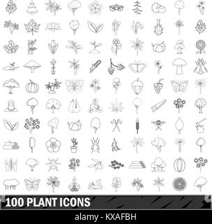 100 plant icons set, outline style Stock Vector Image & Art - Alamy