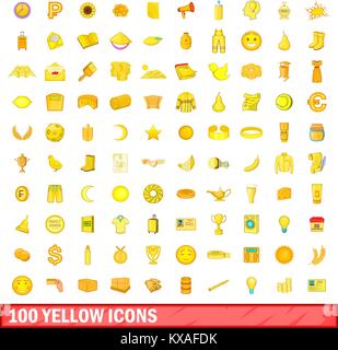 100 yellow icons set, cartoon style Stock Vector Image & Art - Alamy