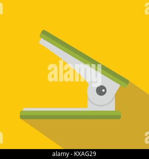 Green office hole punch icon, flat style Stock Vector
