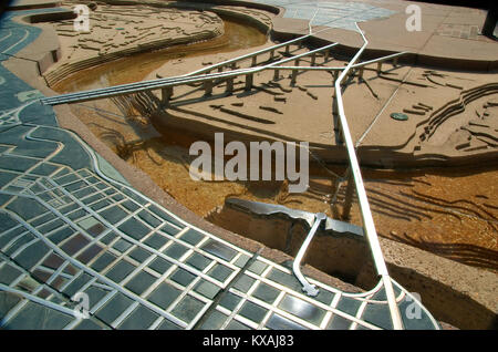 Memphis, Tennessee - 2017: Mississippi River Park, Mud Island, including a hydraulic scale model of the lower Mississippi River and coastal cities. Stock Photo