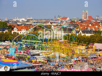 Oktoberfest, Wiesn, Frauenkirche, Church of Our Lady, Munich, Upper Bavaria, Bavaria, Germany Stock Photo