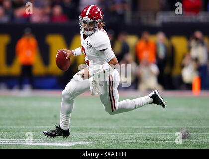 Alabama Crimson Tide quarterback Jalen Hurts talks to reporters during  media day prior to the NCAA Football National Championship, in Tampa,  Florida on January 7, 2017. Alabama will take on the Clemson