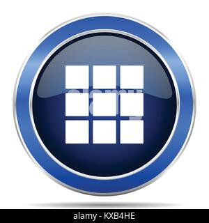 Thumbnails grid vector icon. Modern design blue silver metallic glossy web and mobile applications button in eps 10 Stock Vector