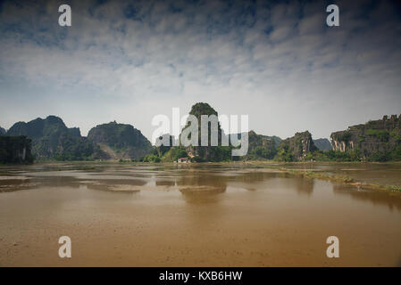 Hills and river in TamCoc, Vietnam Stock Photo