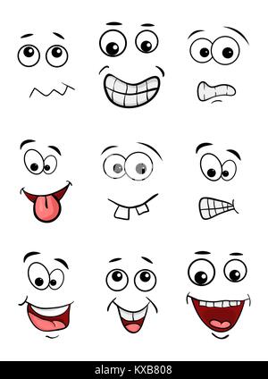 cartoon face set isolated on white background Stock Vector