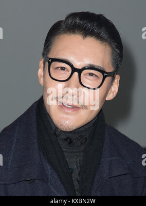 Hu Bing  on the front row during the D.Gnak Autumn/ Winter 2018 London Fashion Week show at BFC Show Space, London Stock Photo