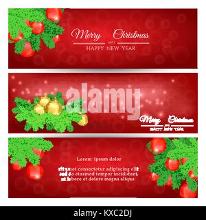 Christmas tree border. Holiday banner, vector fir tree branches isolat By  Microvector