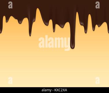 Vector seamless border of melted chocolate Stock Vector