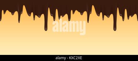 Vector seamless border of melted chocolate Stock Vector