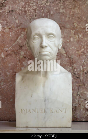 German philosopher Immanuel Kant. Marble bust by German sculptor Johann Gottfried Schadow (1808) on display in the hall of fame in the Walhalla Memorial near Regensburg in Bavaria, Germany. Stock Photo