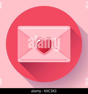 envelope with heart pink red icon, happy valentine day Love letter, love message, Stock Vector