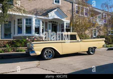 Renovated old 1959 Ford Ranchero american roadster car in Balboa Island Stock Photo