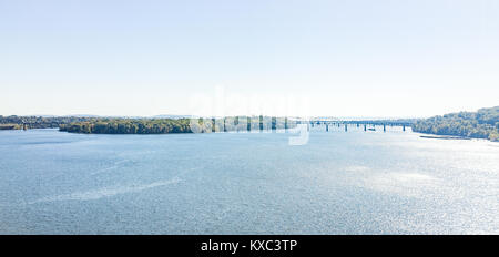 Patapsco river panorama with highway bridges during day in Baltimore, Maryland, USA Stock Photo