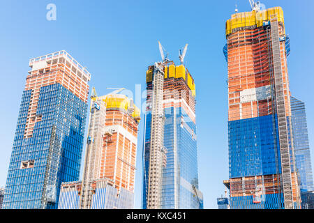 New York City, USA - October 27, 2017: Construction development at the Hudson Yards in Manhattan, NYC, on Chelsea West Side of residential apartments, Stock Photo