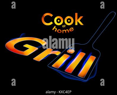 Art title for the book of recipes cook at home logo Stock Vector