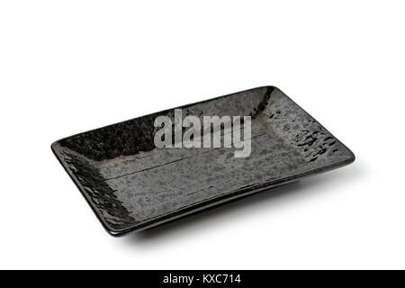 black rectangle serving plate isolated on a white background Stock Photo