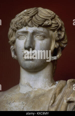 Antinous (111-130). Bithynian Greek youth and a favourite of emperor Hadrian. From Eleusis, Greece. Archaeological Museum. Eleusis, Greece. Stock Photo