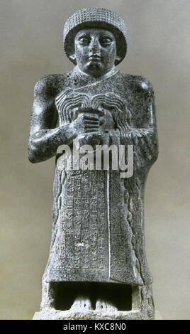 Gudea. Prince of Lagash. 12th century. Calcite. Temple E-ninnu, Ningirsu. Iraq. Museum of Louvre. Paris. France. Stock Photo