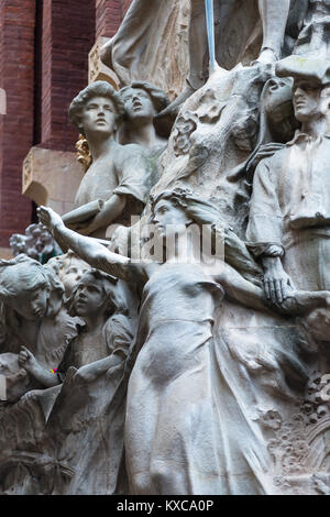 Barcelona in Catalonia, Spain. Palace of Catalan Music (Palau de la Musica Catalana) outdoor detail. Stock Photo