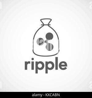 Ripple Crypto Money Icon in Bag , Vector, Illustration, Eps File Stock Vector