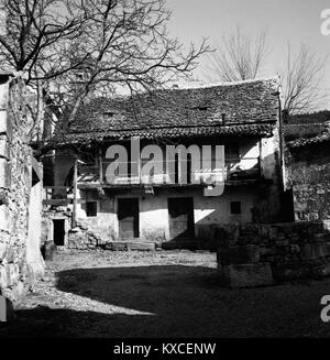 A 1968 photograph of a traditional karst courtyard (borjač) in Veliki ...