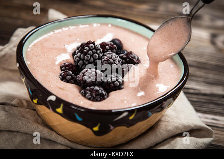 Vegan nice cream with banana and berries