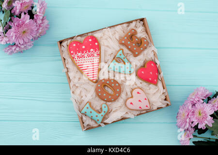 Word love from baked cookies. Stock Photo