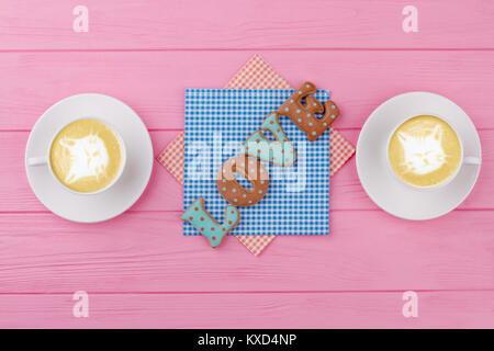 Word love from baked cookies. Stock Photo