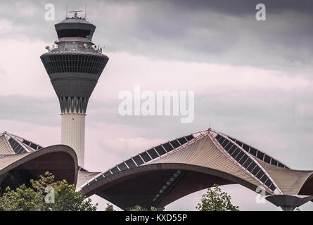 Air traffic control tower at Suvarnabhumi International Airport in Bangkok Thailand Stock Photo