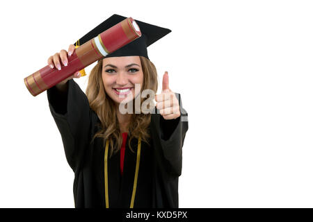 Full isolated studio picture from a young graduation woman Stock Photo
