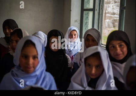 SKARDU, PAKISTAN - APRIL 17: An unidentified Children in village in the south of Skardu are learning in classroom of the village school April 17, 2015 Stock Photo