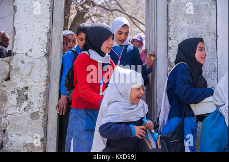 SKARDU, PAKISTAN - APRIL 17: An unidentified Children in village in the south of Skardu are learning in classroom of the village school April 17, 2015 Stock Photo