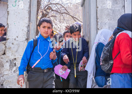 SKARDU, PAKISTAN - APRIL 17: An unidentified Children in village in the south of Skardu are learning in classroom of the village school April 17, 2015 Stock Photo