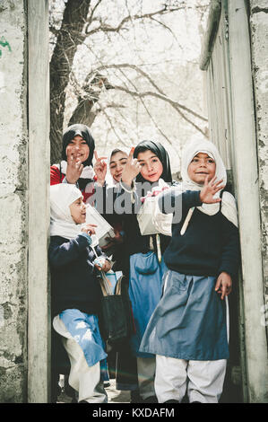 SKARDU, PAKISTAN - APRIL 17: An unidentified Children in village in the south of Skardu are learning in classroom of the village school April 17, 2015 Stock Photo