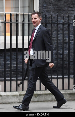 Health Secretary Jeremy Hunt arriving in Downing Street, London, as the Prime Minister chairs her first Cabinet meeting following yesterdays reshuffle. Stock Photo