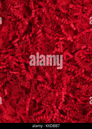 Shredded red paper using as abstract background texture Stock Photo