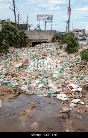 Plastic waste,plastic bottle,street garbage,Port-au-Prince,Ouest,Haiti Stock Photo
