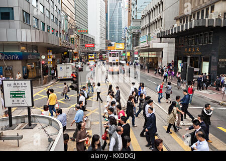 HONG KONG - MARCH 19: Public transport on the street on March 19, 2013 in Hong Kong. Over 90% daily travelers use public transport. Its the highest ra Stock Photo