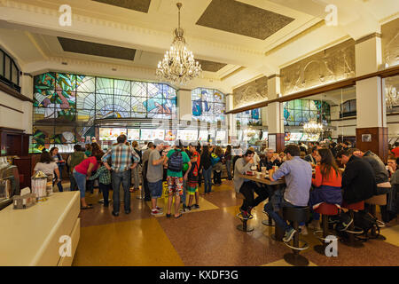 PORTO, PORTUGAL - JULY 01: McDonald's Imperial restaurant is an historical cafe on July 01, 2014 in Porto, Portugal Stock Photo