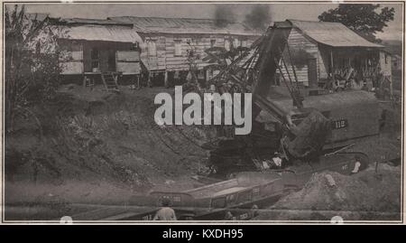 A Powerful American Steam Shovel at Work in a Cut. This is the type of shovel which will do the bulk of the excavation througho… Stock Photo