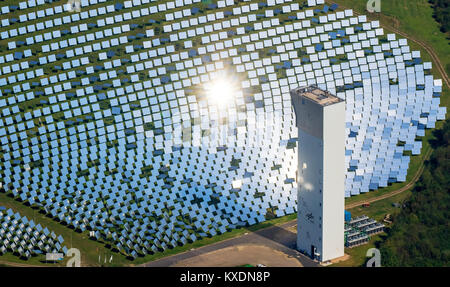 Aerial view, thermal experimental solar power plant Jülich, solar oven, solar mirror, Jülich, Jülich-Zülpicher Börde Stock Photo