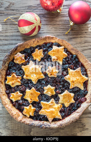 Mince pie on the wooden background Stock Photo